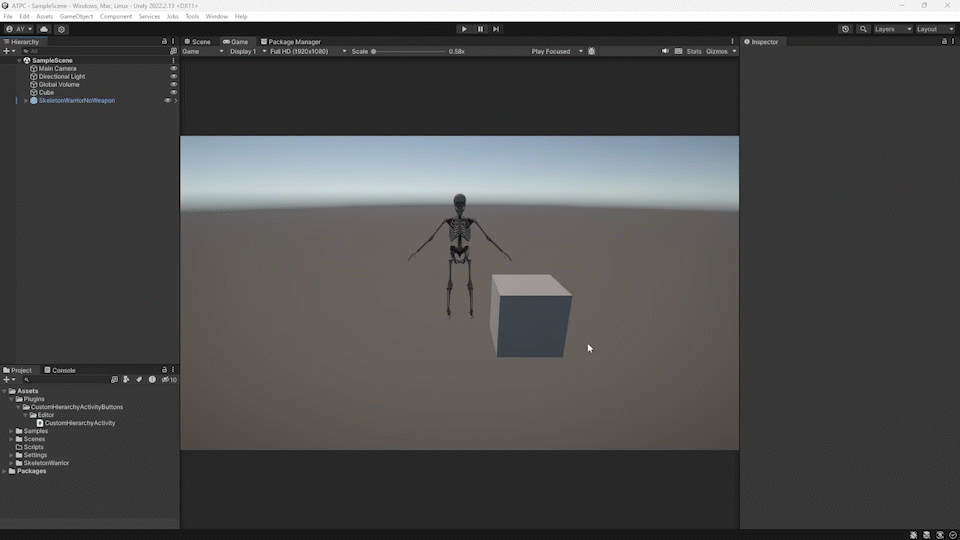 Unity Custom Hierarchy Activity Buttons Tool screenshot 1